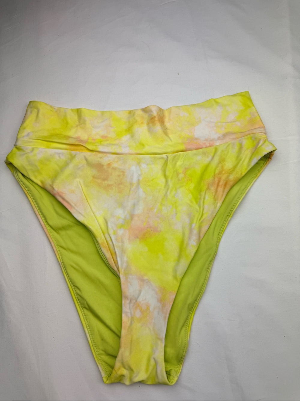 Aerie swim High-Waist Tie-Dye Bikini Bottoms in Neon Yellow